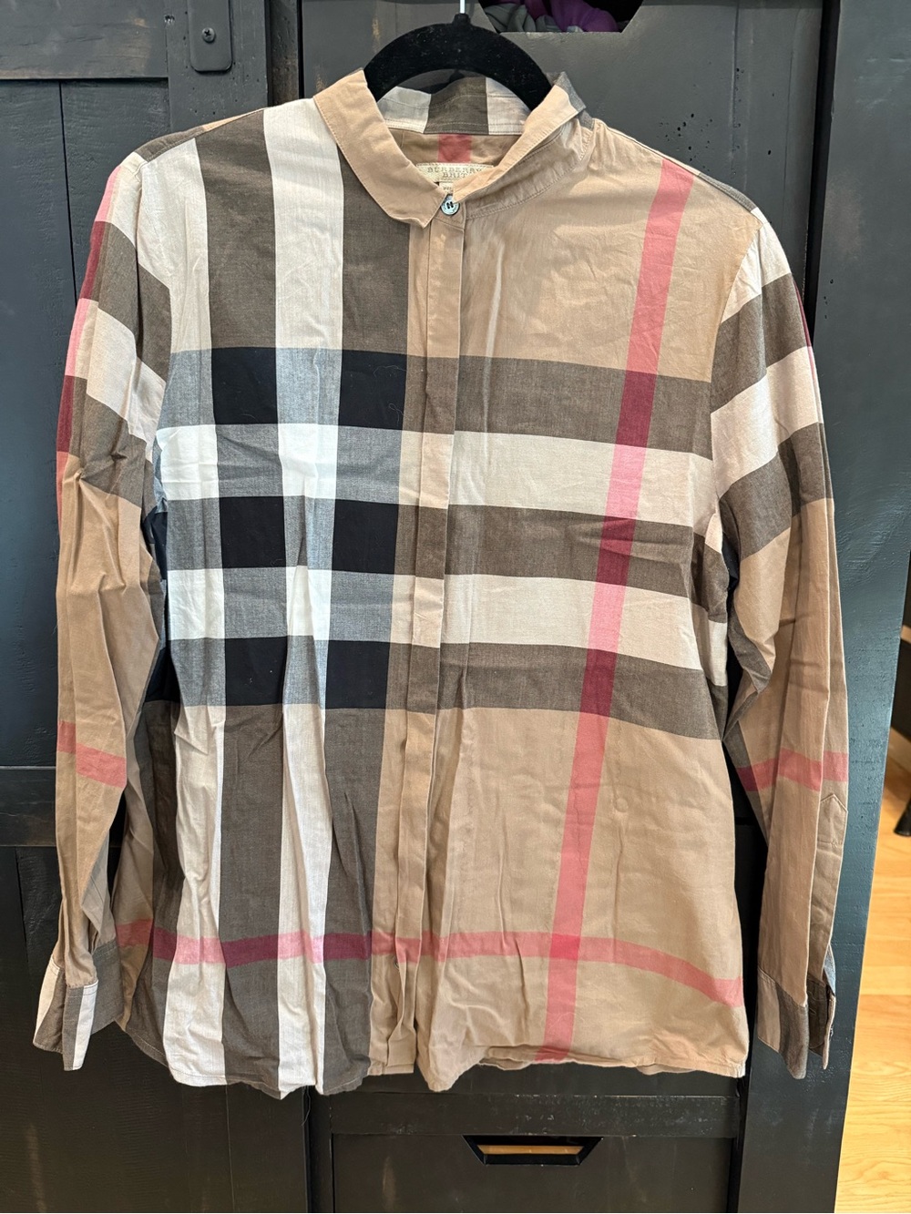 Classic Burberry Beige Plaid Button-Down Shir